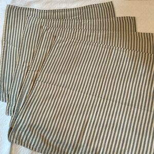 Pottery Barn Blue Ticking Stripe Pillow Covers ~ Set of 4 ~ 20” x 20”